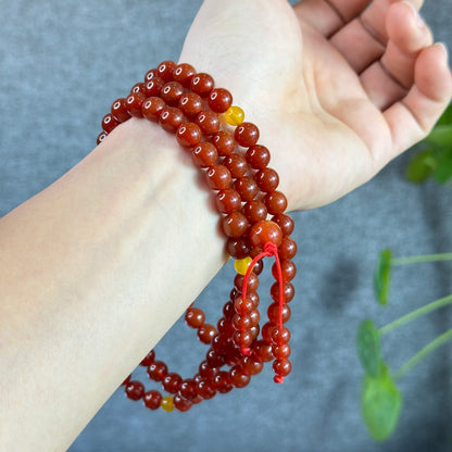 Natural Carnelian Red Agate Triple Wrap Bracelet Size 8 mm