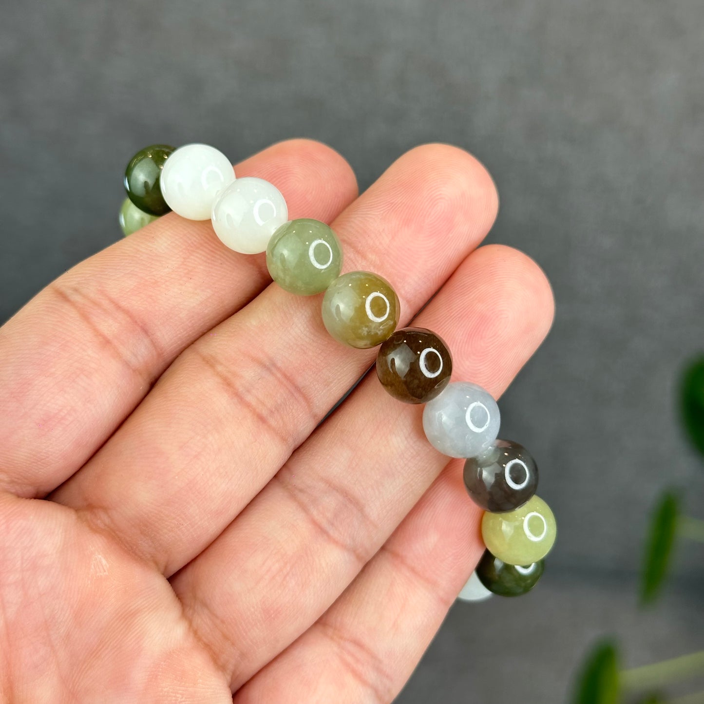 Natural Colourful Hetian Nephrite Jade Bracelet Size 10 mm