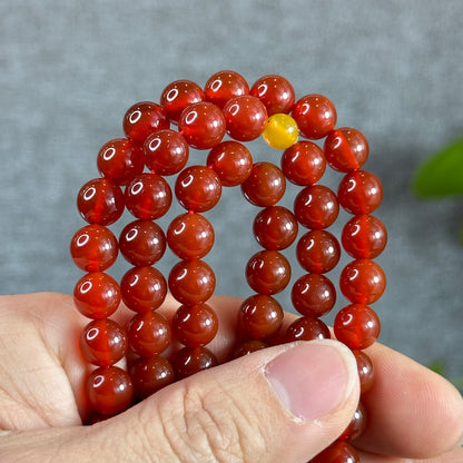 Natural Carnelian Red Agate Triple Wrap Bracelet Size 8 mm