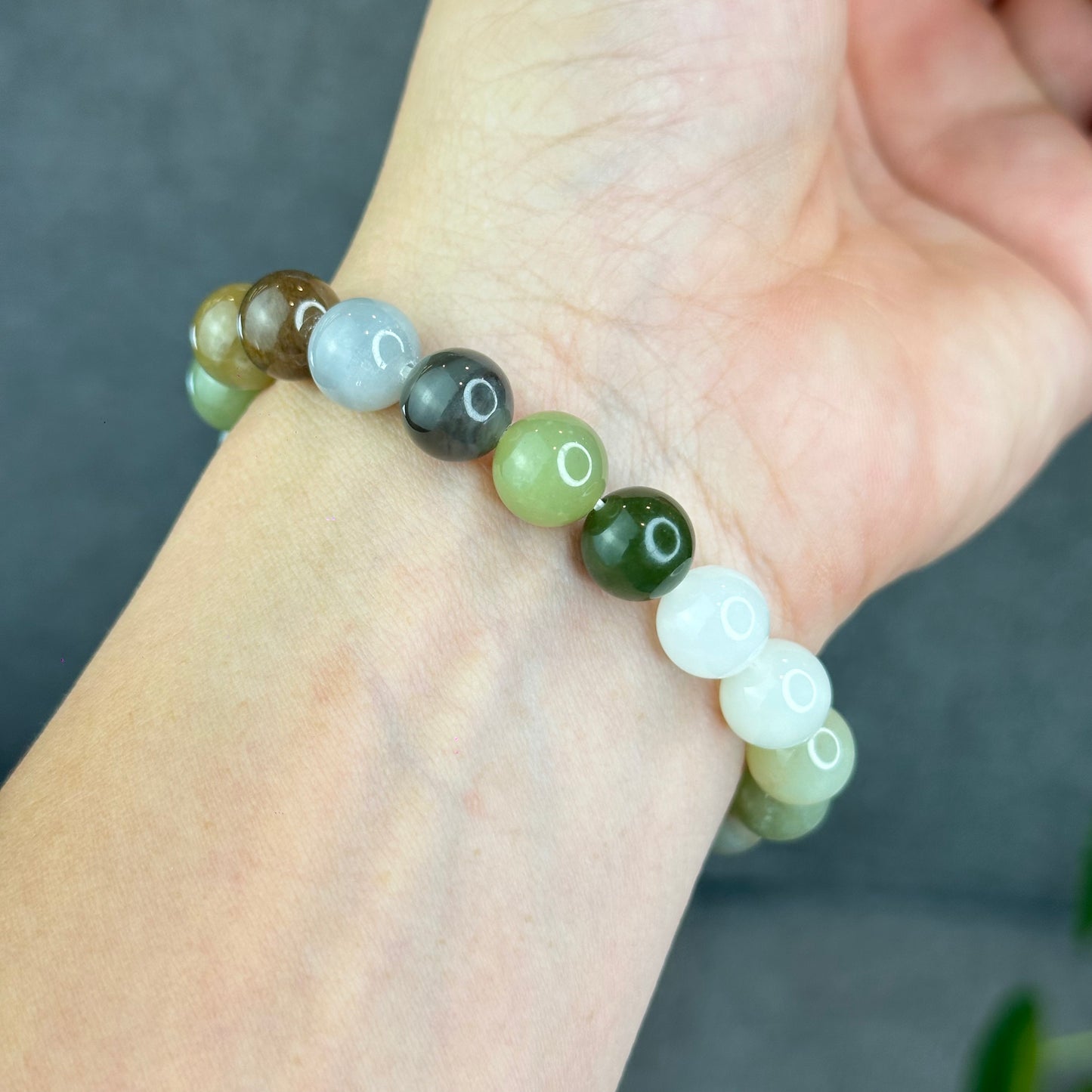 Natural Colourful Hetian Nephrite Jade Bracelet Size 10 mm