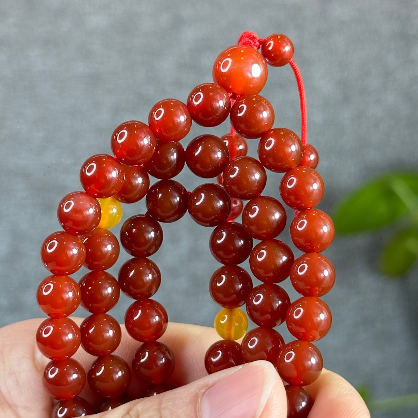 Natural Carnelian Red Agate Triple Wrap Bracelet Size 8 mm