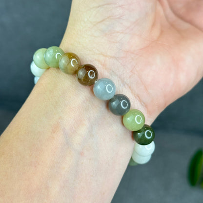 Natural Colourful Hetian Nephrite Jade Bracelet Size 10 mm