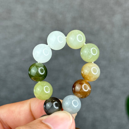 Natural Colourful Hetian Nephrite Jade Bracelet Size 10 mm