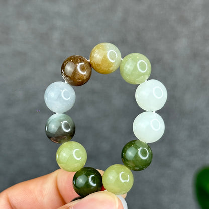 Natural Colourful Hetian Nephrite Jade Bracelet Size 10 mm