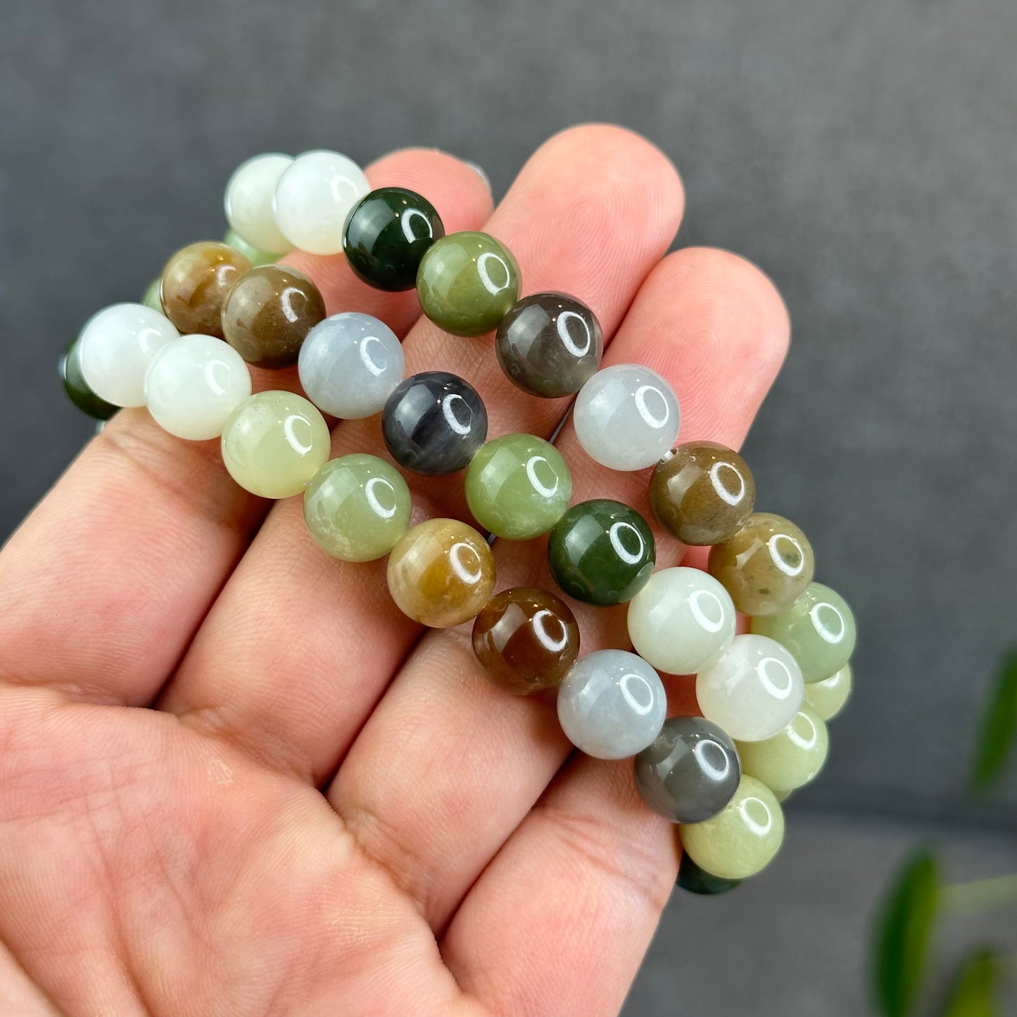 Natural Colourful Hetian Nephrite Jade Bracelet Size 10 mm