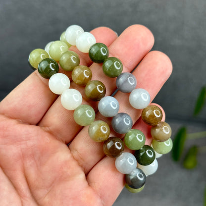 Natural Colourful Hetian Nephrite Jade Bracelet Size 10 mm