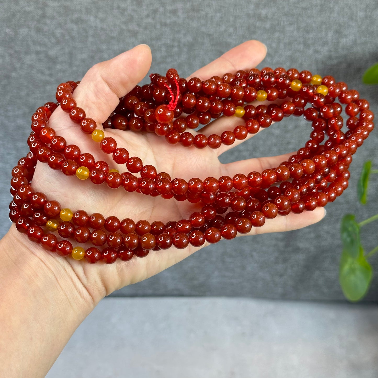 Natural Carnelian Red Agate Triple Wrap Bracelet Size 8 mm