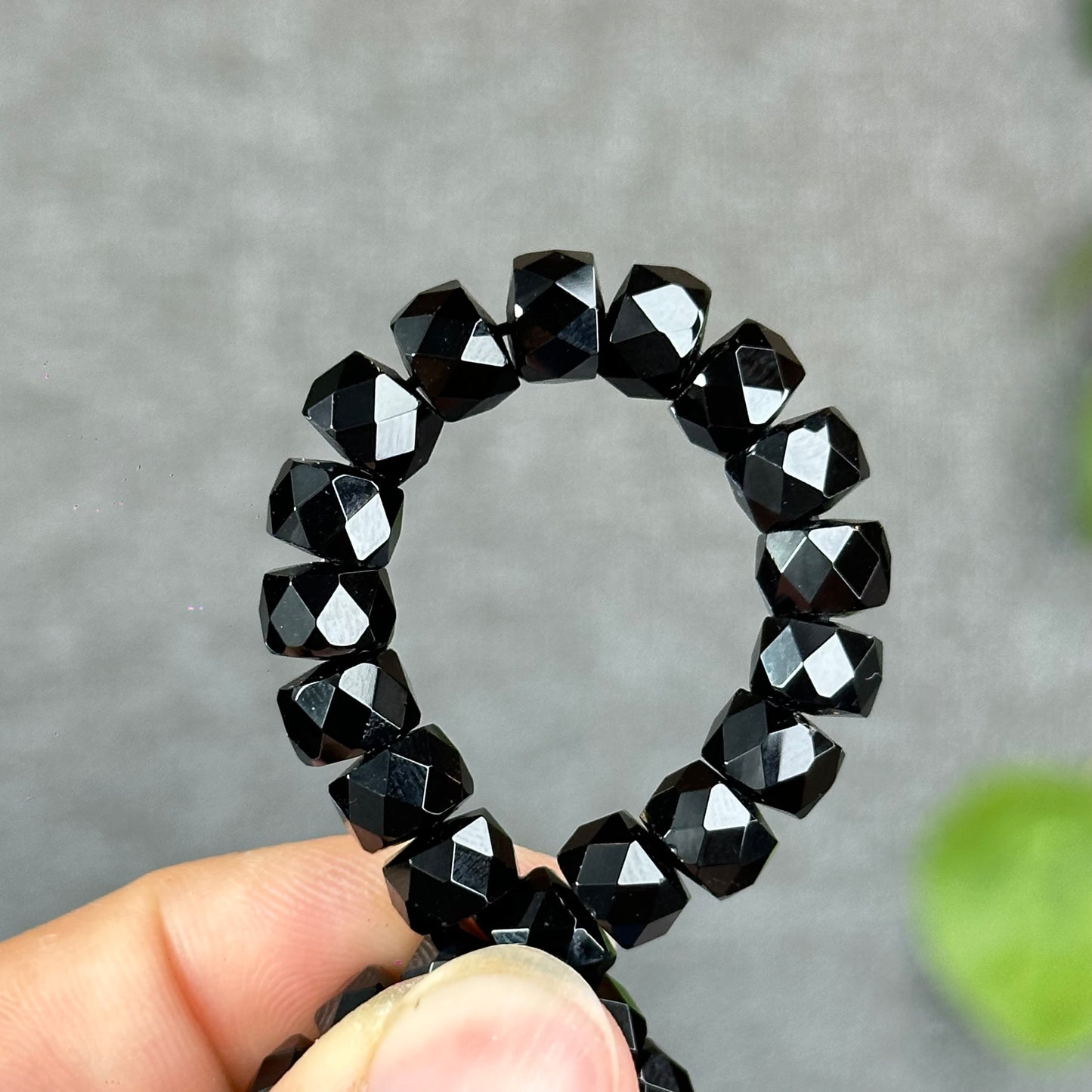 Natural Black Tourmaline Faceted Chickle Bracelet Size 7.8 mm