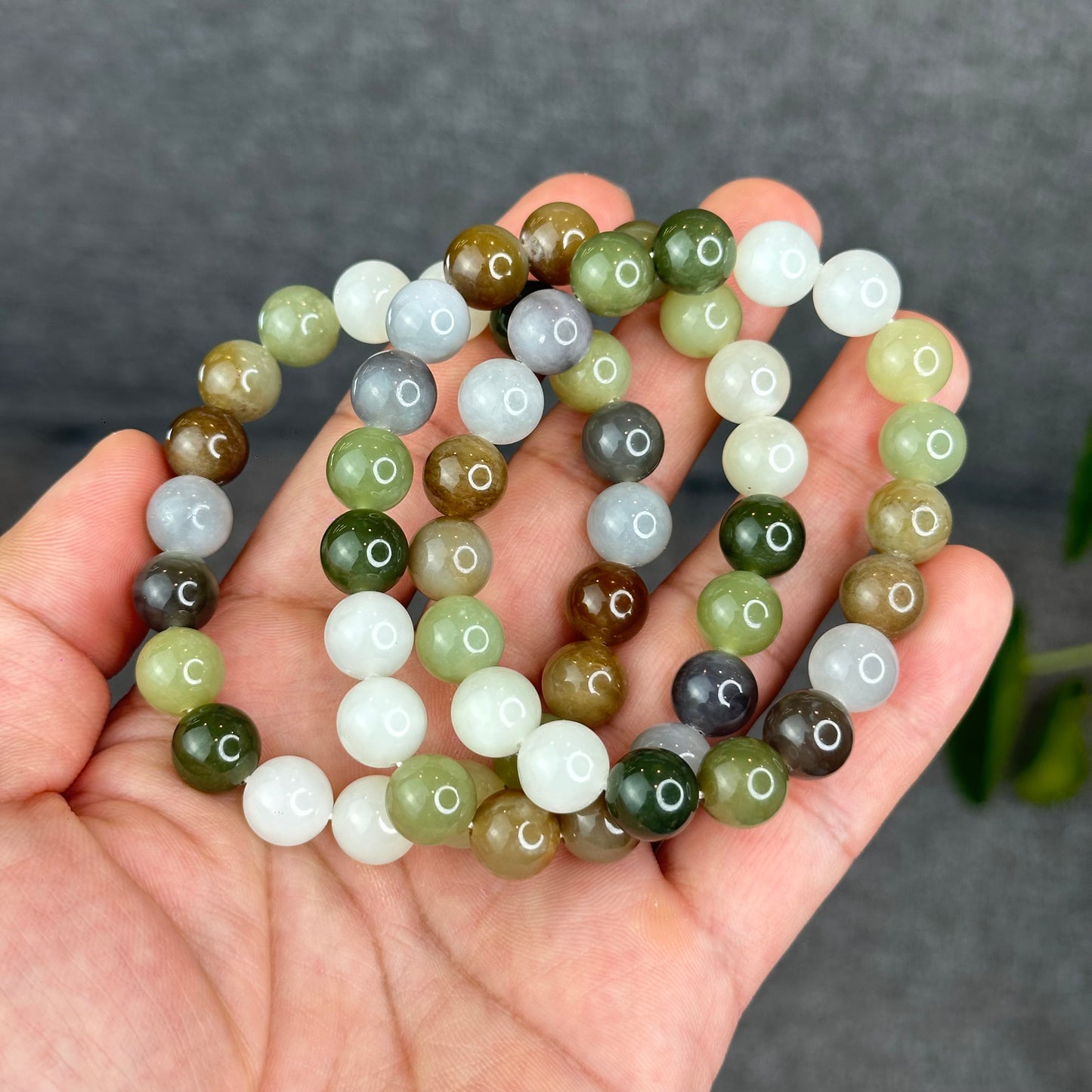 Natural Colourful Hetian Nephrite Jade Bracelet Size 10 mm