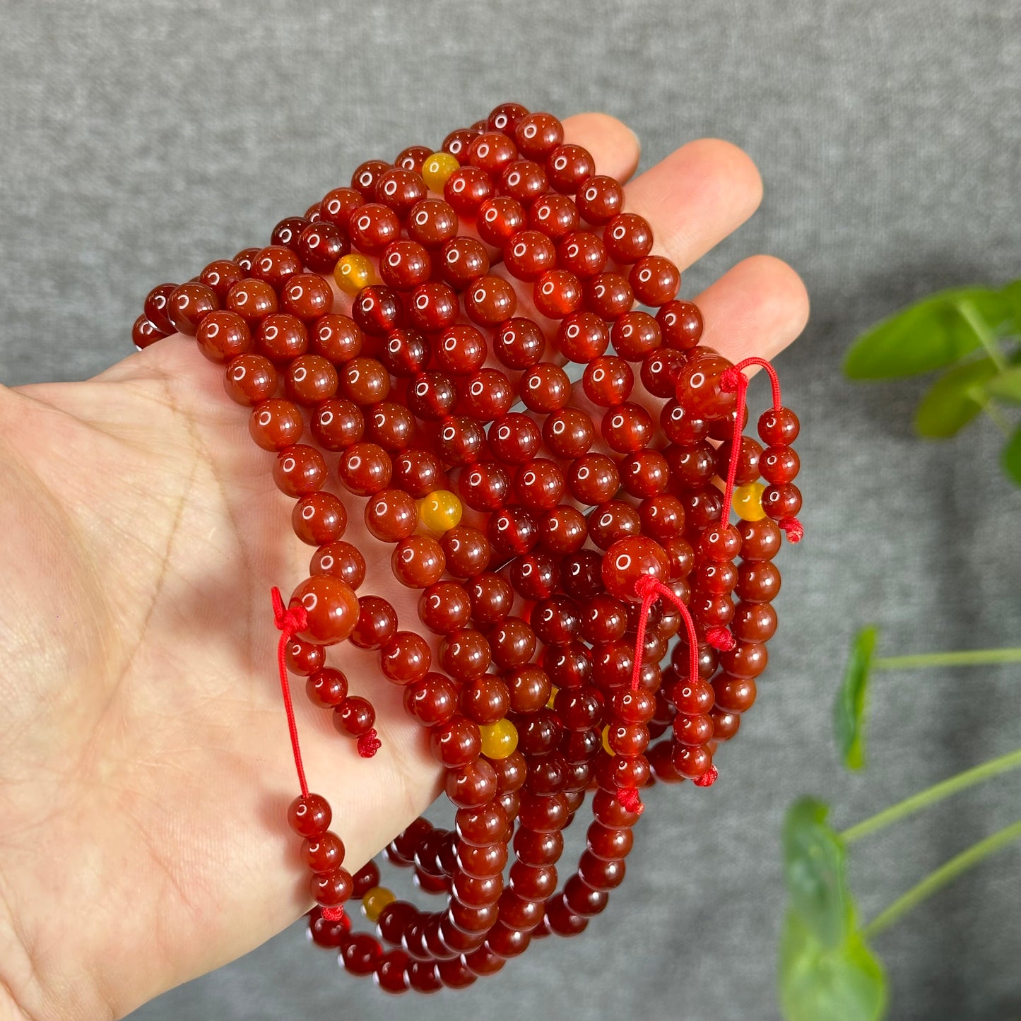 Natural Carnelian Red Agate Triple Wrap Bracelet Size 8 mm