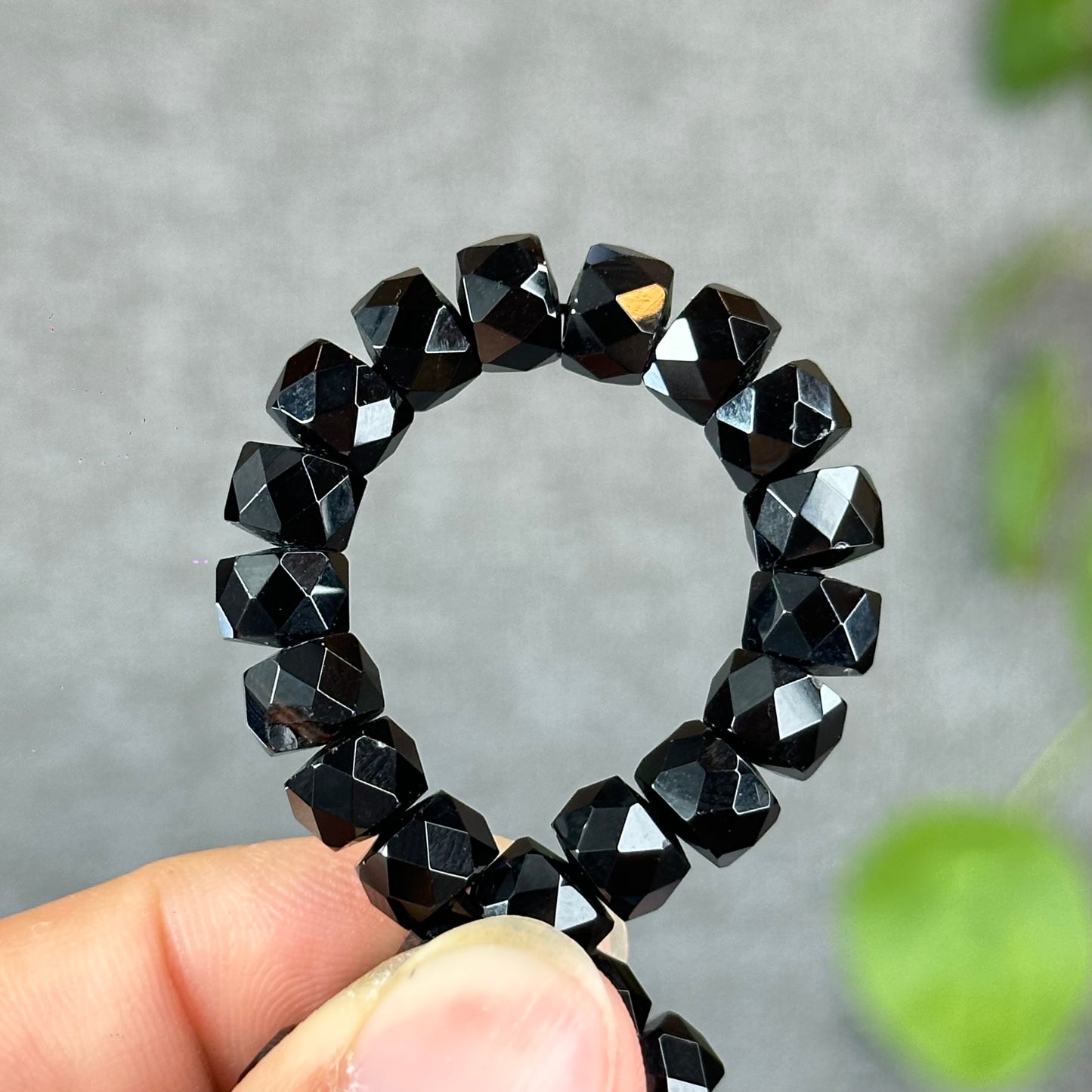Natural Black Tourmaline Faceted Chickle Bracelet Size 7.8 mm