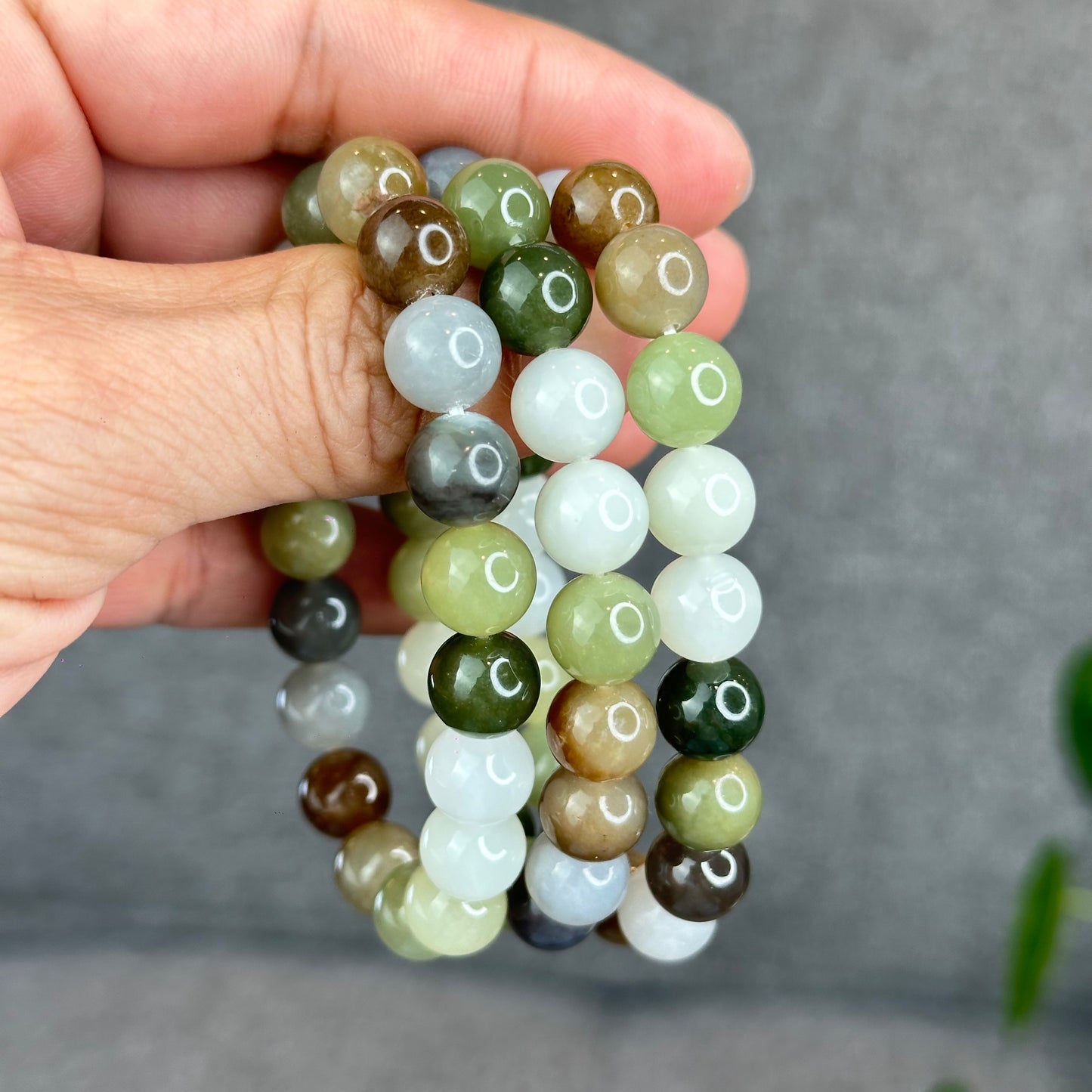 Natural Colourful Hetian Nephrite Jade Bracelet Size 10 mm