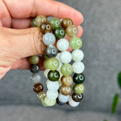 Natural Colourful Hetian Nephrite Jade Bracelet Size 10 mm