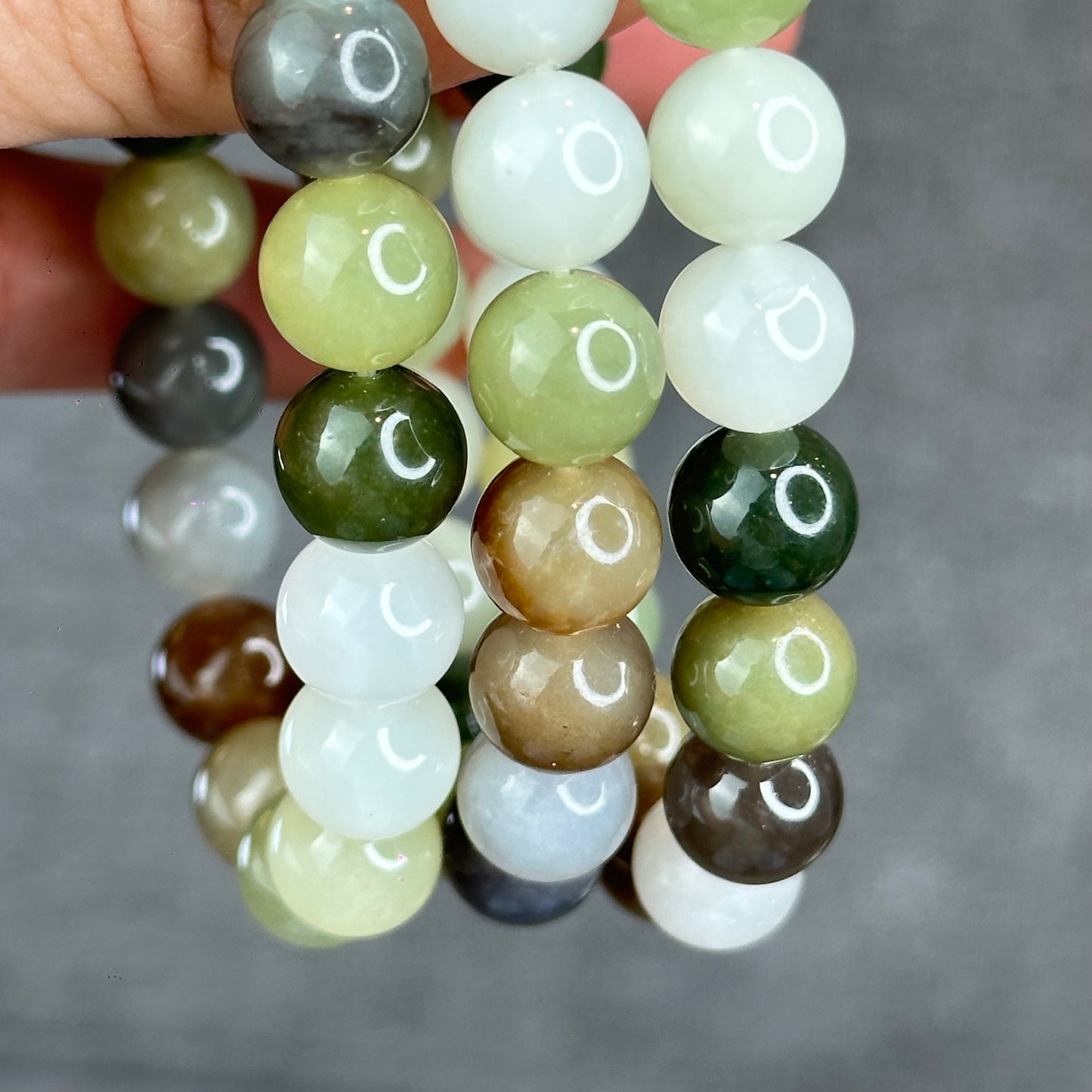 Natural Colourful Hetian Nephrite Jade Bracelet Size 10 mm