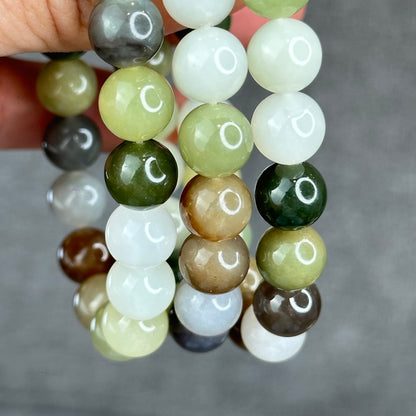 Natural Colourful Hetian Nephrite Jade Bracelet Size 10 mm