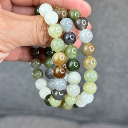 Natural Colourful Hetian Nephrite Jade Bracelet Size 10 mm