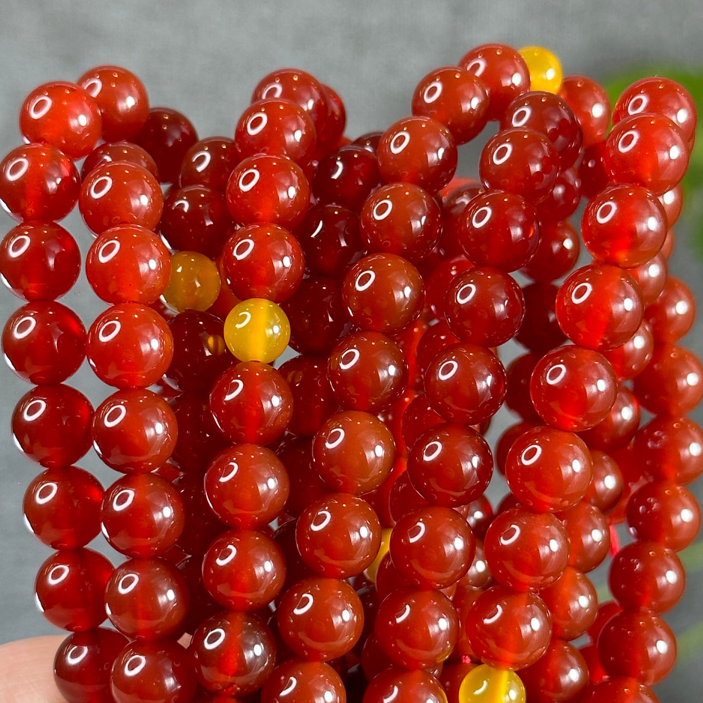 Natural Carnelian Red Agate Triple Wrap Bracelet Size 8 mm