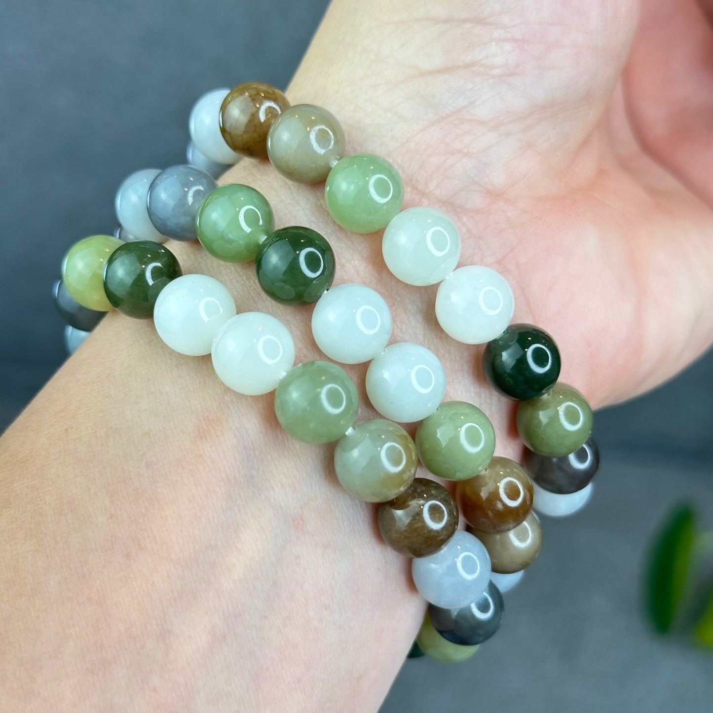 Natural Colourful Hetian Nephrite Jade Bracelet Size 10 mm