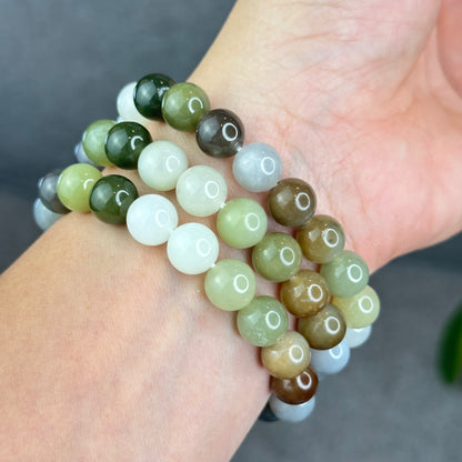 Natural Colourful Hetian Nephrite Jade Bracelet Size 10 mm