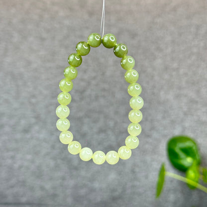 Natural Gradient Green Hetian Nephrite Jade Bracelet Size 8  mm