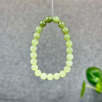 Natural Gradient Green Hetian Nephrite Jade Bracelet Size 8  mm