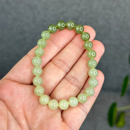 Natural Gradient Green Hetian Nephrite Jade Bracelet Size 8  mm