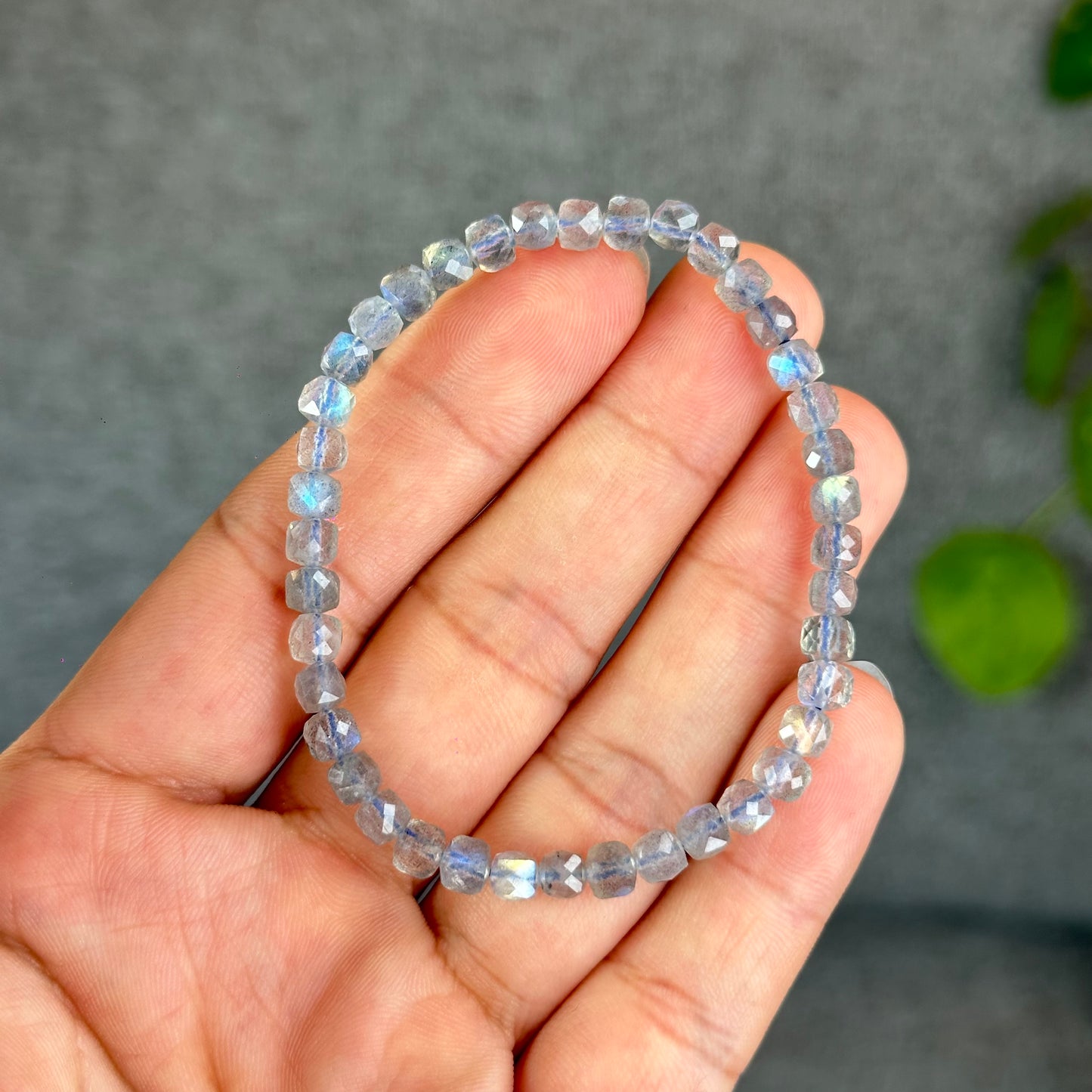 Natural Labradorite Faceted Bracelet Size 5 mm