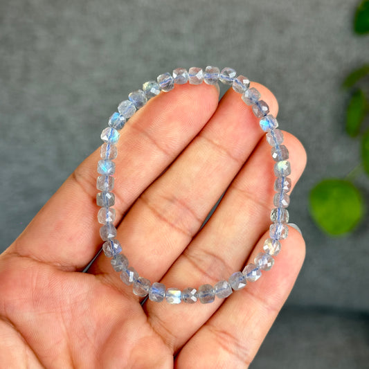 Natural Labradorite Faceted Bracelet Size 5 mm