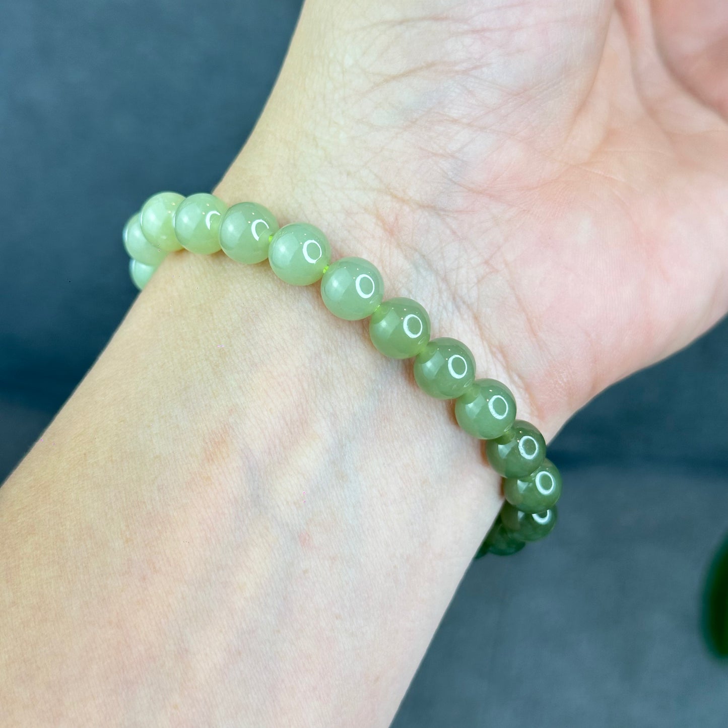 Natural Gradient Green Hetian Nephrite Jade Bracelet Size 8  mm