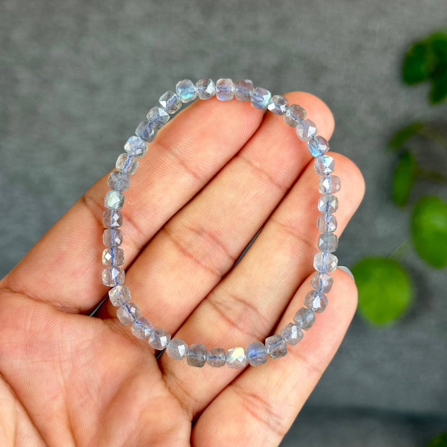 Natural Labradorite Faceted Bracelet Size 5 mm