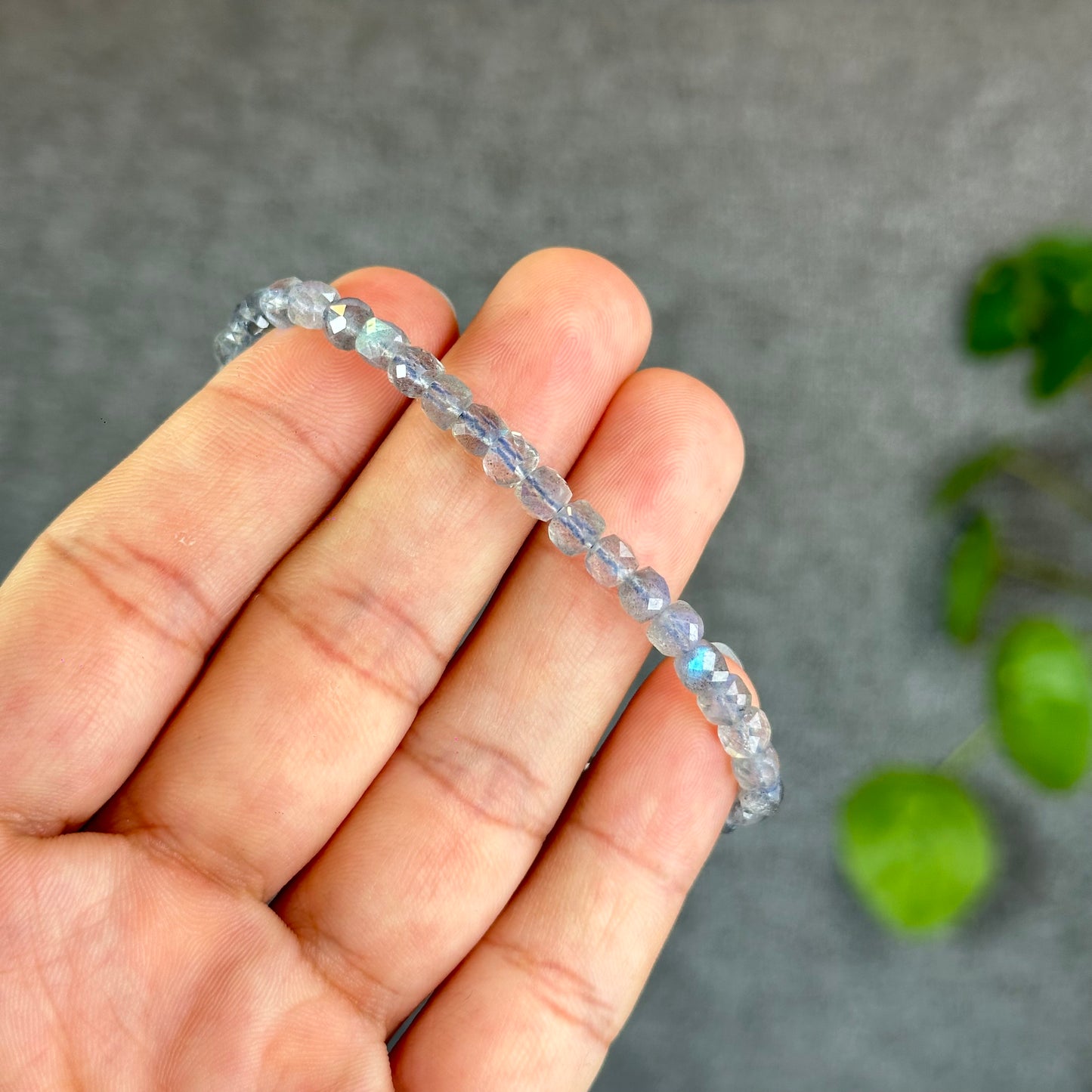 Natural Labradorite Faceted Bracelet Size 5 mm