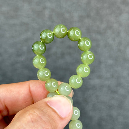 Natural Gradient Green Hetian Nephrite Jade Bracelet Size 8  mm