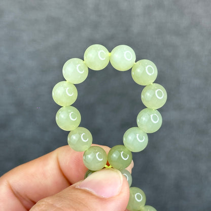 Natural Gradient Green Hetian Nephrite Jade Bracelet Size 8  mm