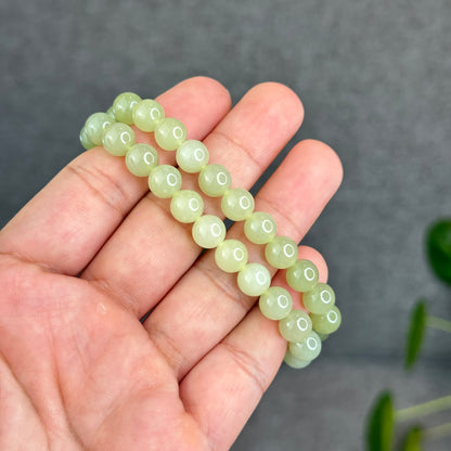 Natural Gradient Green Hetian Nephrite Jade Bracelet Size 8  mm