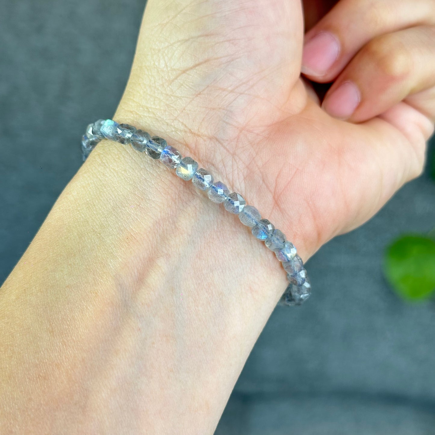 Natural Labradorite Faceted Bracelet Size 5 mm