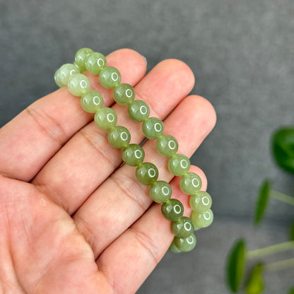 Natural Gradient Green Hetian Nephrite Jade Bracelet Size 8  mm
