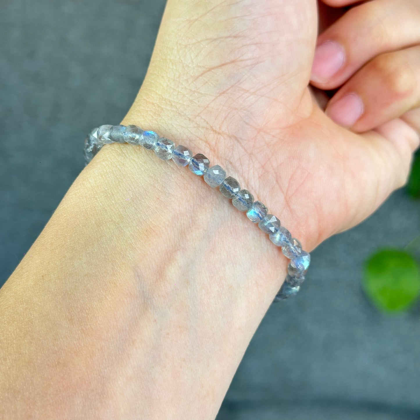 Natural Labradorite Faceted Bracelet Size 5 mm