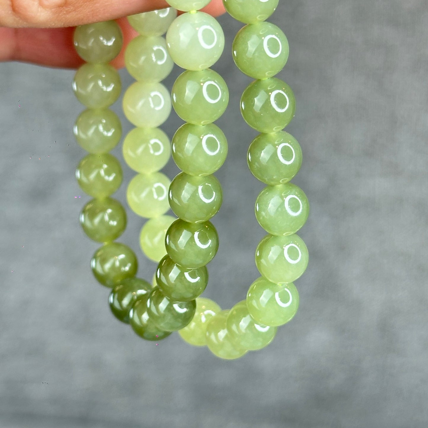 Natural Gradient Green Hetian Nephrite Jade Bracelet Size 8  mm