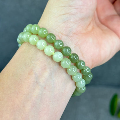 Natural Gradient Green Hetian Nephrite Jade Bracelet Size 8  mm