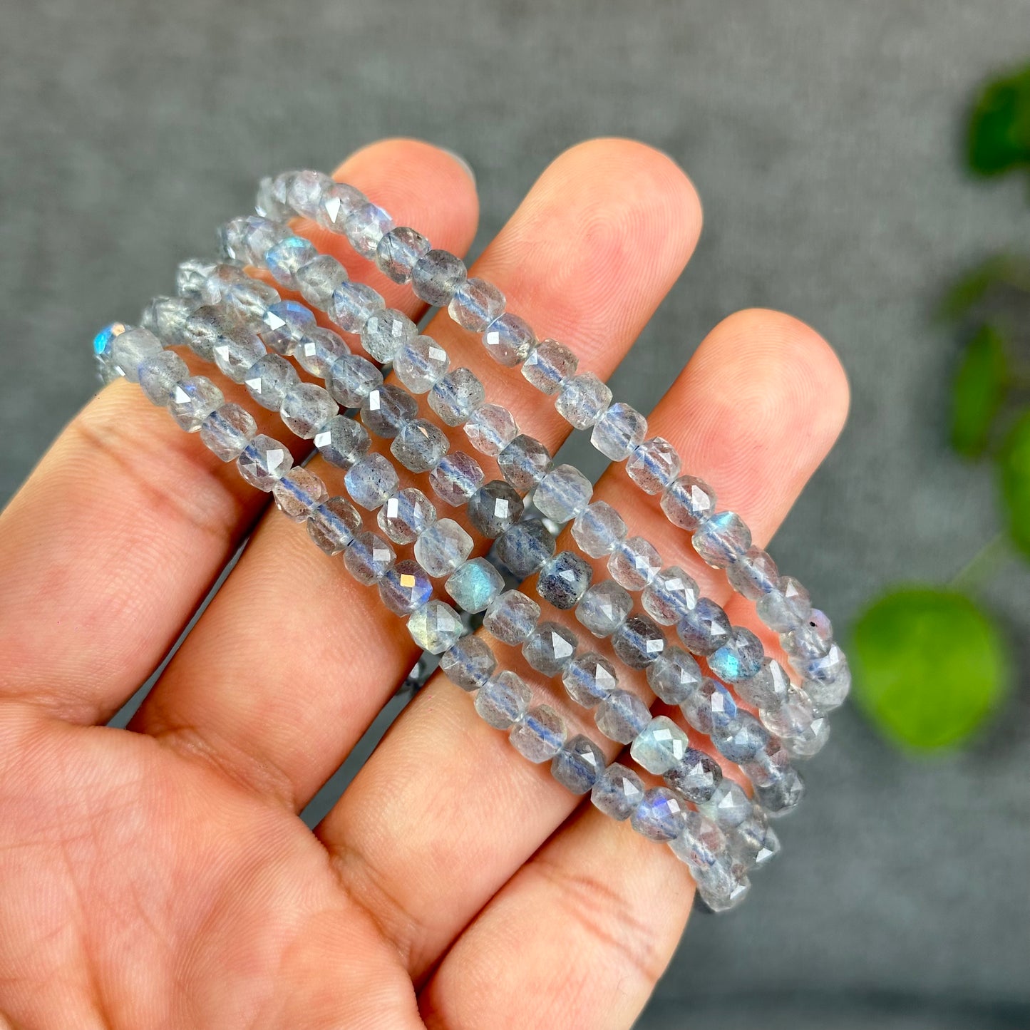 Natural Labradorite Faceted Bracelet Size 5 mm