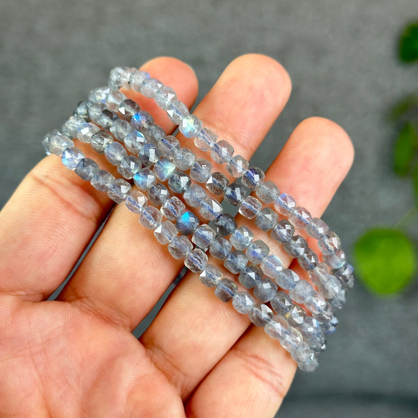 Natural Labradorite Faceted Bracelet Size 5 mm