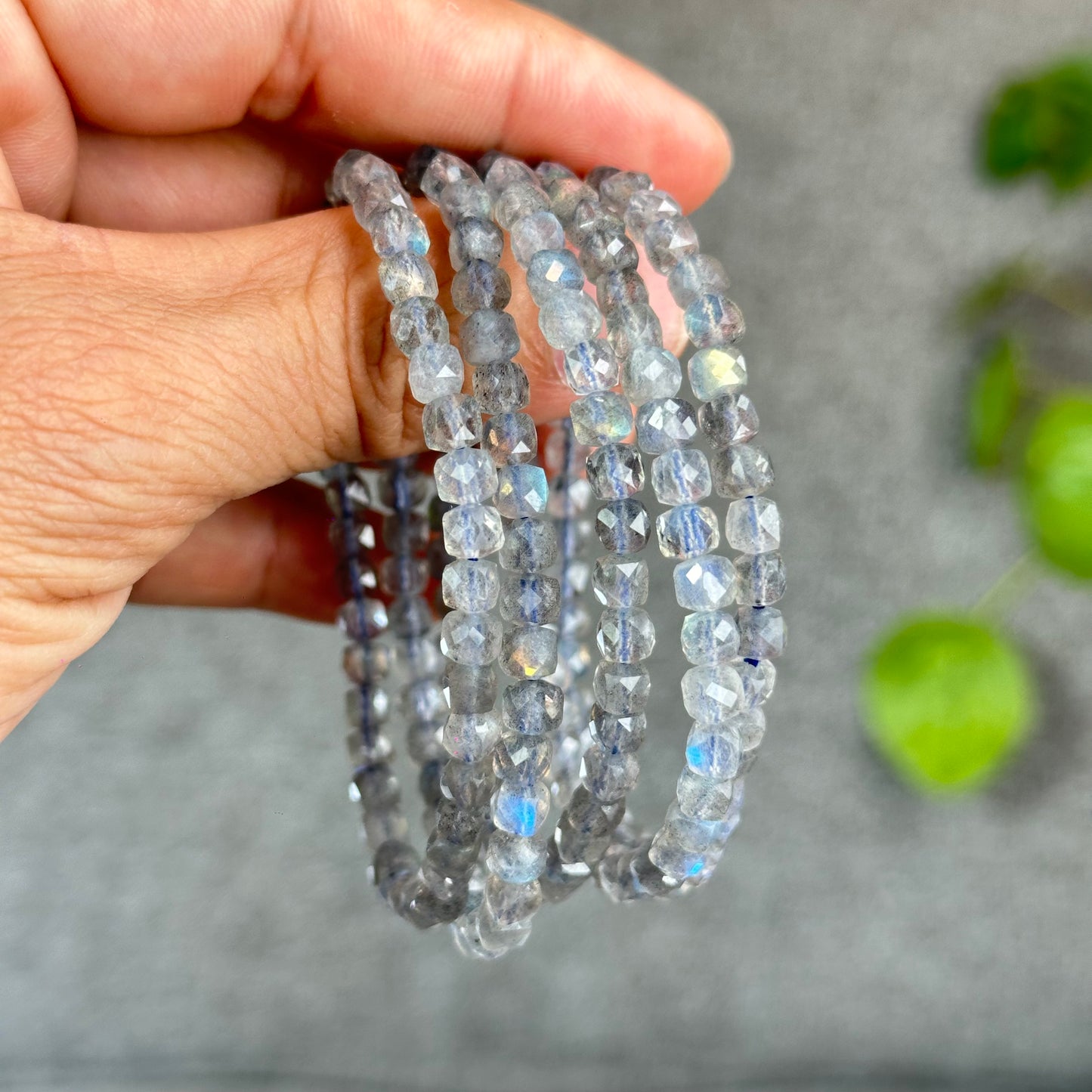 Natural Labradorite Faceted Bracelet Size 5 mm