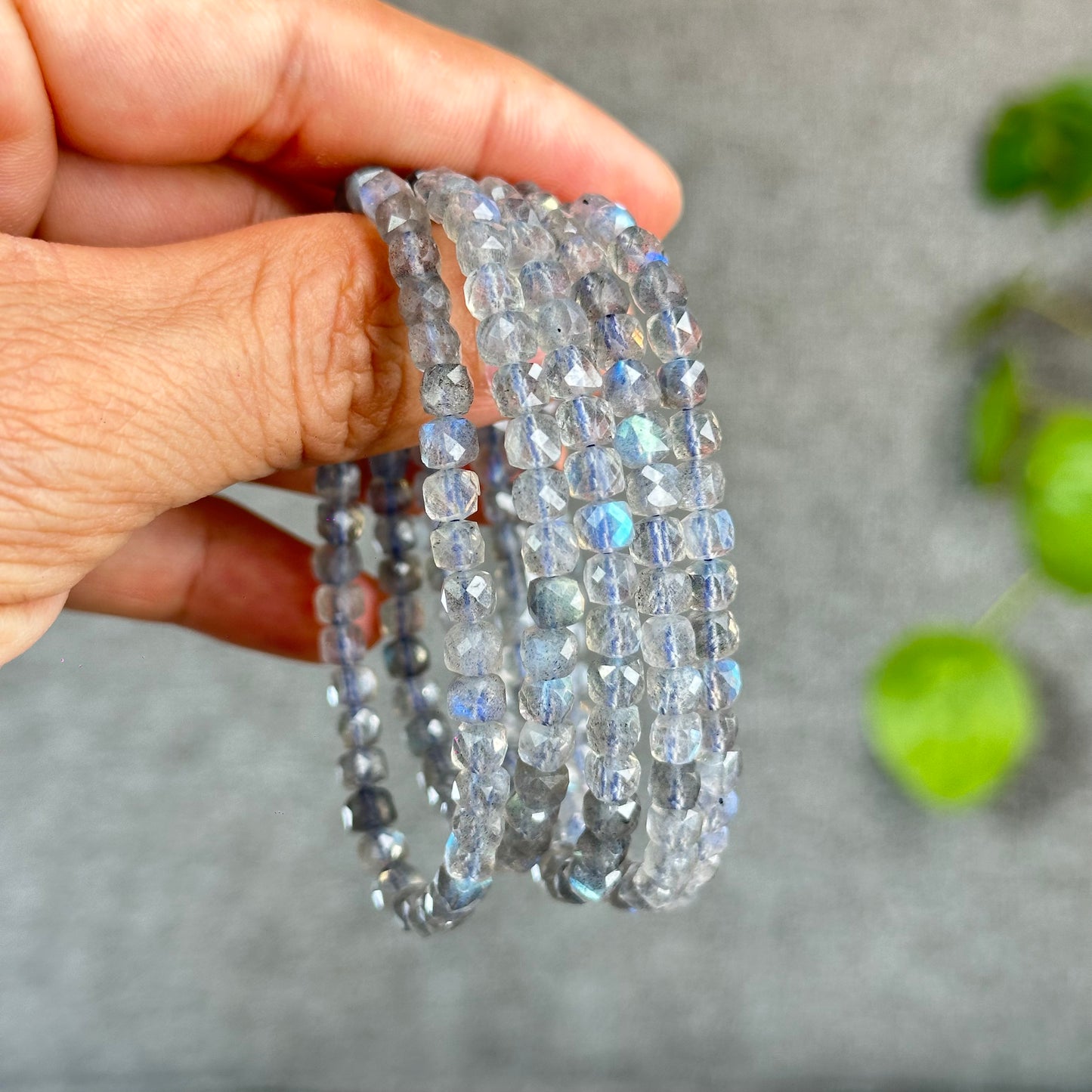 Natural Labradorite Faceted Bracelet Size 5 mm