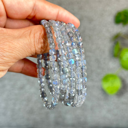 Natural Labradorite Faceted Bracelet Size 5 mm