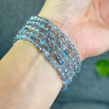 Natural Labradorite Faceted Bracelet Size 5 mm