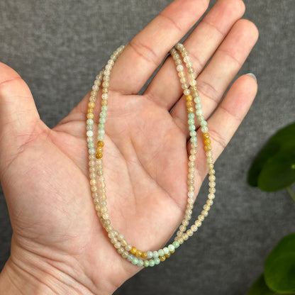 Bracelet triple enveloppe en jade jadéite multicolore orange taille 3,5-4 mm