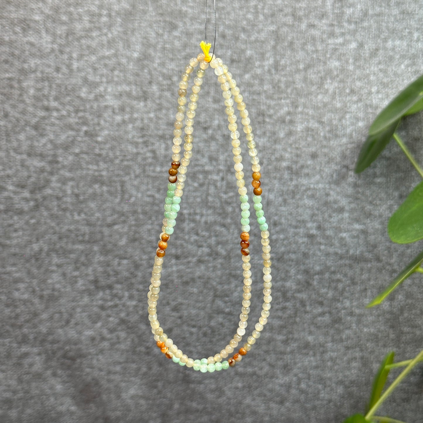 Orange Multi Colour Jadeite Jade Triple Wrap Bracelet Size 3.5-4 mm