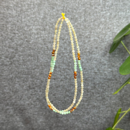 Orange Multi Colour Jadeite Jade Triple Wrap Bracelet Size 3.5-4 mm