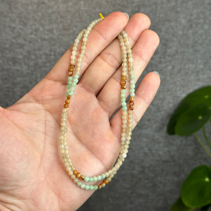 Orange Multi Colour Jadeite Jade Triple Wrap Bracelet Size 3.5-4 mm