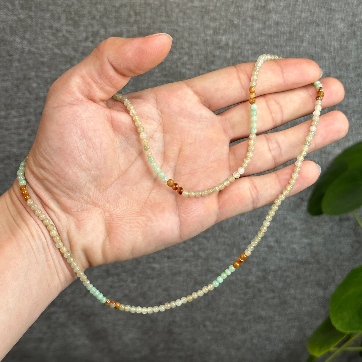 Orange Multi Colour Jadeite Jade Triple Wrap Bracelet Size 3.5-4 mm